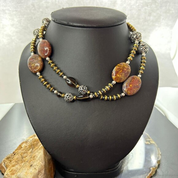 Carolyn Pollack Southwestern Style Sterling Earth Tone Multi Gemstone Necklace - Picture 1 of 10